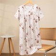 thumbnail image 2 of Chemise de Nuit pour Femmes, Manches Courtes à Col Rond Imprimé, Robe d'Allaitement, Rayonne Spandex Douce, Robe de Détente Longueur Genou, 2 of 5