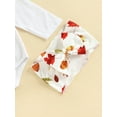 thumbnail image 5 of TSEXIEFOOFU Baby Girl Pants Suit Long Sleeve Round Neck Romper Shirt + Leaf Print Trousers + Headband, 5 of 8