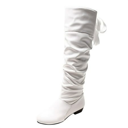 GHSOHS Cowboy Boots for Women Mid Calf Boots Ankle Boot Black Boots Knee High Boots Womens Fashion Leather Shoes Bow Tie Thick Heel Long Boots Comfort Rain Boots Dress Shoes Shoes Snow Boots Size 38