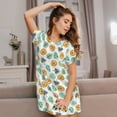 thumbnail image 3 of Rateoe Tiger Leaves Print Women’s Nightdress – Cozy Cotton Short-sleeved Sleep Shirt, Loose-Fit Sleepwear, Perfect for Relaxing and Sleeping, 3 of 6
