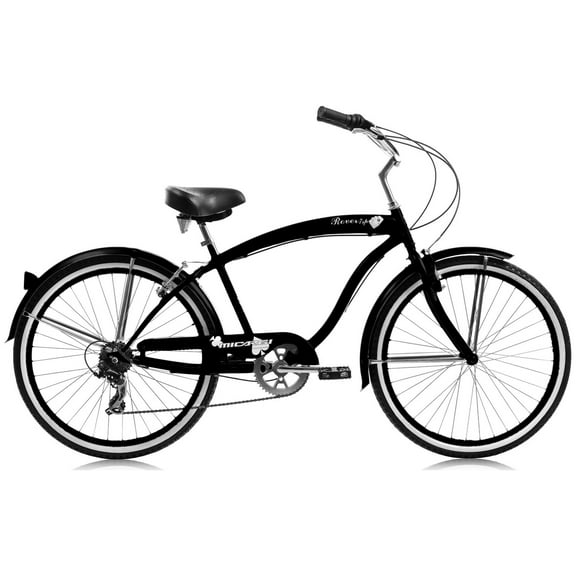 26" ROVER 7 Speed Shimano TX-35 Beach Cruiser Matte Black Rims 36H Stainless Steel Spokes One Piece Crank V-Brake Front and Back Fenders Bicycle