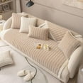 thumbnail image 4 of Velvet Plush Plaid Quilted Sofa Cover Super Soft Non Slip Sectional Couch Cover Farmhouse Fluffy Fuzzy Sofa Slipcover Furniture Protector for Dogs Cats Pet, 4 of 14