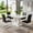 White Floral Table with 4 Black PU Chairs Silver Leg, variant on Sumdeal 63" White Floral Faux Marble Dining Table Set for 4, Rectangular Table with 4 White PU Leather Chairs, Silver Legs