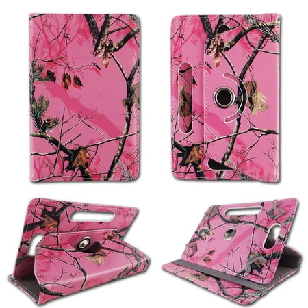 Camo pink Mozzy folio tablet Case for Tagital 7 inch android tablet cases 7 inch Slim fit standing protective rotating universal PU leather standing cover