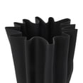 thumbnail image 4 of DecMode 15" Abstract Dimensional Ribbed Tulip Black Ceramic Vase with Angular Rim, 4 of 9