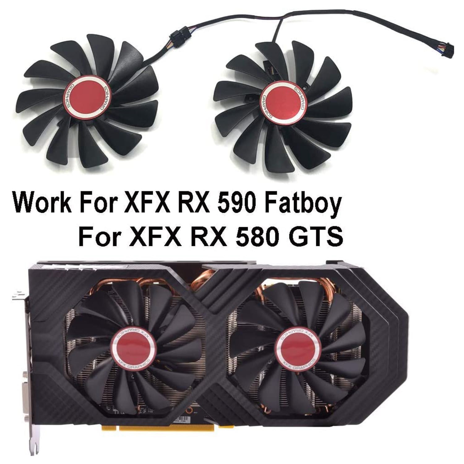 FDC10U12S9-C Graphics Card Fans GPU Cooler for XFX RX570-RS rx-570-rs-4gb R9 285 390X RX470 RX480 Video Cards Cooling 90MM RED FDC10U12S9-C 