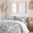 thumbnail image 2 of Ambesonne Leaf Print Down Alternative Quilt Comforter, Leaves Vintage Neutral, Twin XL, Pale Blue Grey Tan White, 2 of 5
