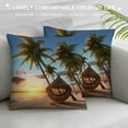 thumbnail image 3 of Fenyluxe Palm Trees Beach Hut Modern Farmhouse Rustic Decorative Couch Pillow Cases with Zipper Home Decor High-Quality Summer Short Plush 1PC 20x20in, 3 of 5