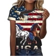 thumbnail image 1 of LMKIHUSA T-Shirt Graphique pour Femmes 4 Juillet Manches Courtes Col Rond Hauts Amples Blouses à Imprimé Étoiles et Rayures Tunique Décontractée Mode 2025 Chandails Multicolore,P, 1 of 5