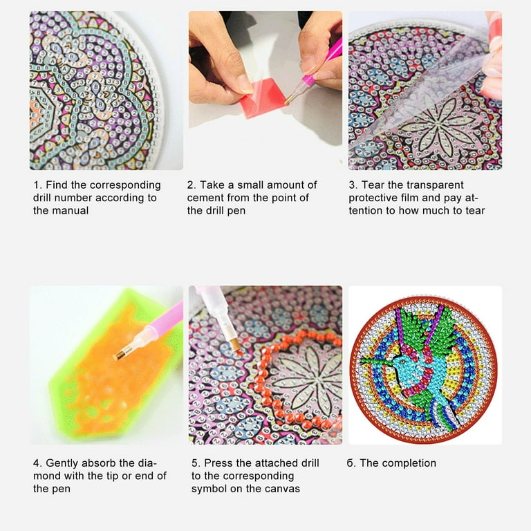 6Pcs Diamond Painting Coasters DIY Mandala Coasters Diamond