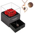 thumbnail image 5 of Best-Wishes Everlasting Flower Rose Gift Box + Necklace (Eternal Flower Red Gift Box + Gold-Arc Heart Necklace),Valentine'S Day Mother'S Day Handmade Rose Box Jewelry Box, 5 of 9