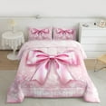 thumbnail image 2 of Manfei Princess Bow-tie Child Bedding Comforter Set, Dreamy Cartoon Bowknot Twin Comforter Sets, Glitter Stars Print Reversible Bedding Set, Breathable Home Decor, 2pcs, 2 of 8