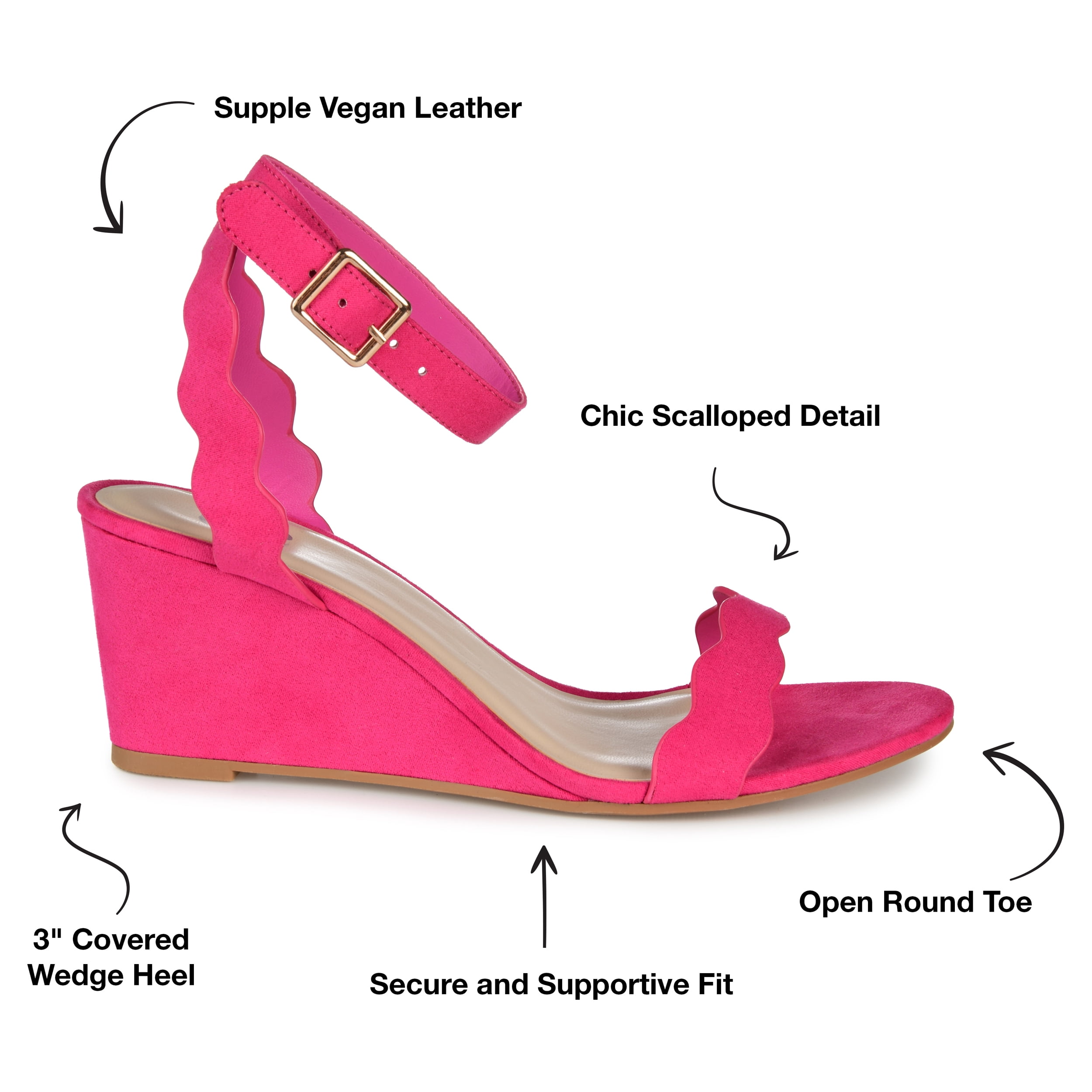 Journee Womens Loucia Buckle Ankle Strap Wedge Sandals