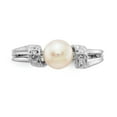 thumbnail image 4 of Solid 14k White Gold 6mm Freshwater Cultured Pearl Diamond Ring Band Size 8.5 (.04 cttw.), 4 of 6