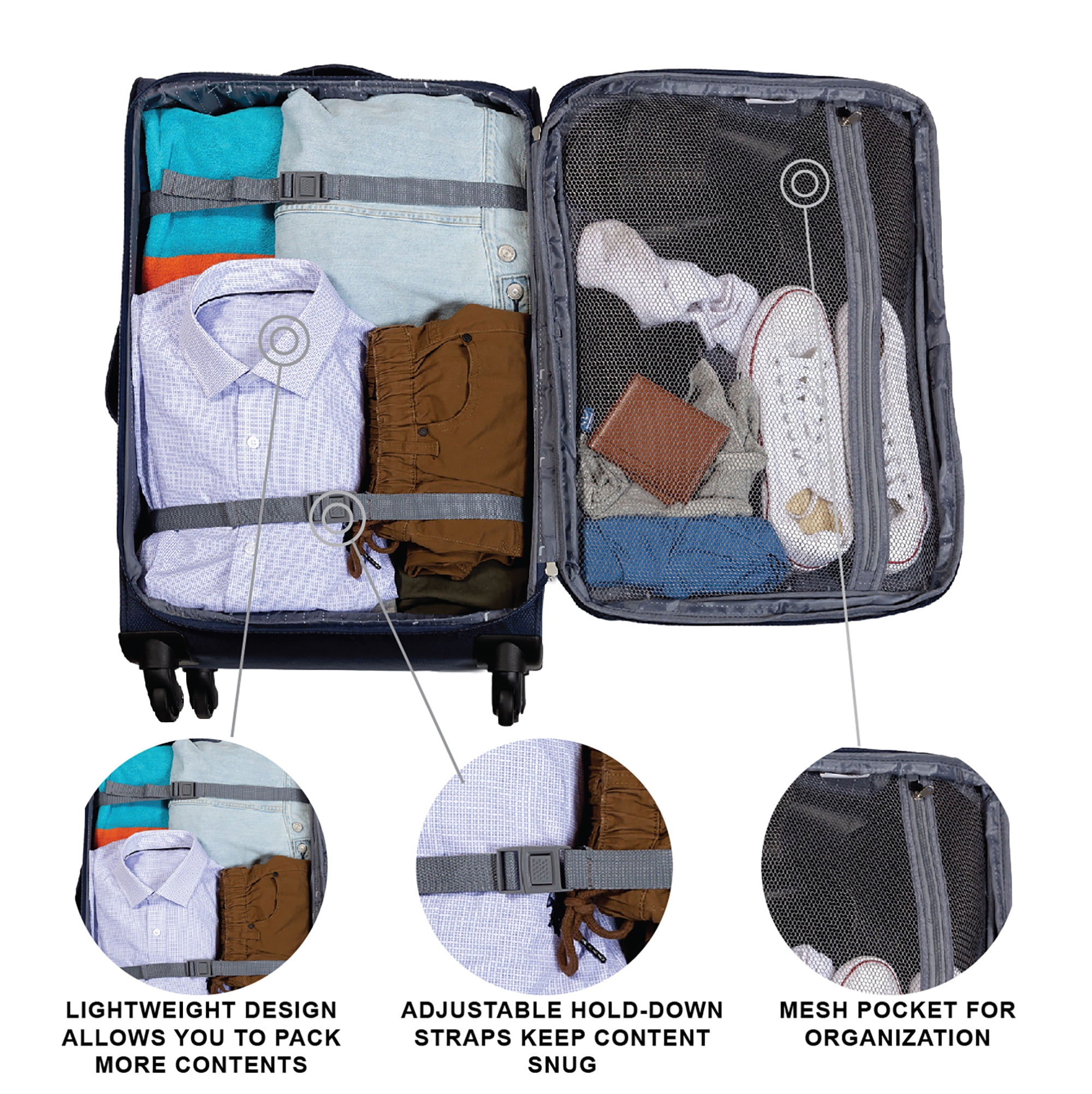 Jetstream Softside Large Checked Luggage, Lightweight Rolling Travel Suitcase with Spinner Wheels