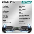 thumbnail image 5 of Gotrax GLIDE PRO Bluetooth Hoverboard, 6.5" Wheels and 7 Colors Lights Self Balancing Scooters for 44-176lbs Kids Adults Silver, 5 of 7