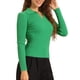 thumbnail image 4 of Suéter de punto con cuello de solapa y escote en V para mujer INSPIRE CHIC, talla XL, color verde, 4 of 6
