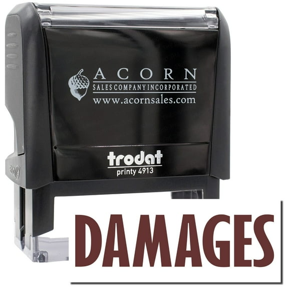Large Self-Inking Damages Stamp, Trodat Printy 4913, Press and Print Stamping, Impression Size 7/8" x 2-1/4", Up to 10,000 Impressions - Brown Ink