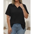 thumbnail image 4 of Oryer Womens Plus Size Tops V Neck Trendy Tunic Polo Casual Shirts Short Sleeve Womens Blouses Summer, 4 of 7