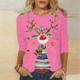 thumbnail image 2 of GERsome Women's Christmas Shirts Casual 3/4 Sleeve T-Shirts Round Neck Tunic Tops Cute Xmas Reindeer Blouses Loose Fit Pullover Holiday Tops Size XL, 2 of 4