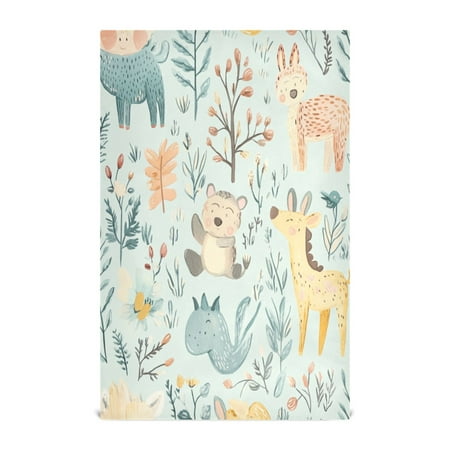 

Hand-drawn Animal Pattern Kitchen Towels Set of 4 Tea Towels for Kitchen Decorative Waffle Dishcloths 28x18in