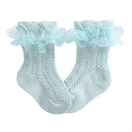

Esho Baby Girls Anti Slip Frilly Lace Socks Toddler Girl Cotton Knee High Long Socks 0-5T