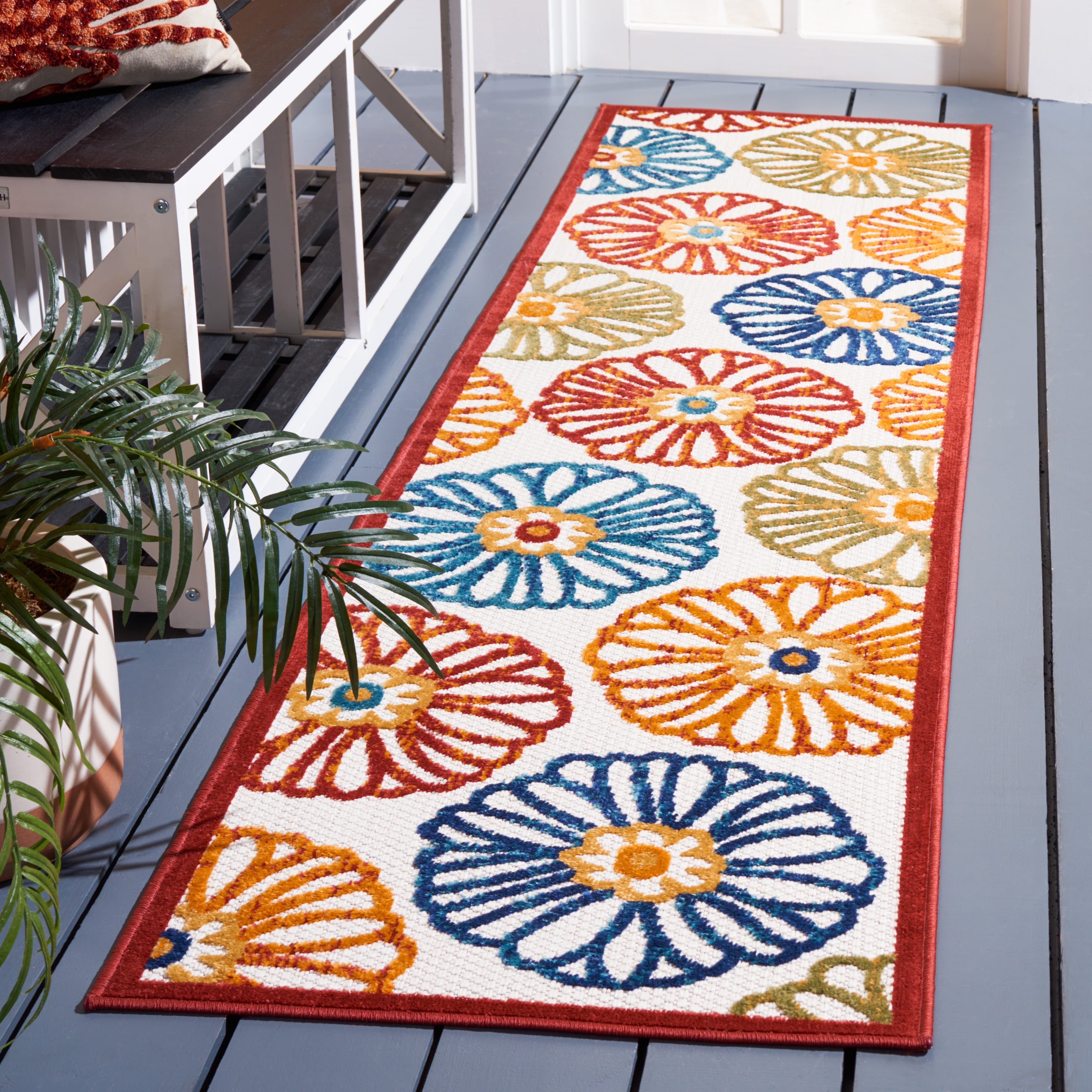 Safavieh Cabana Aria Cream/Red 2'X8' Indoor/Outdoor Runner