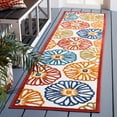 thumbnail image 3 of SAFAVIEH Cabana Aria Floral Indoor/Outdoor Runner Rug, Creme/Red, 2' x 12', 3 of 14