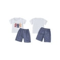 thumbnail image 2 of Boys Summer Shorts Sets Baby Toddler 6 12 18 24 Months 2T 3T 4T Short Sleeve O Neck Fish Embroidery Tops and Plaid Shorts Clothes Set, 2 of 9