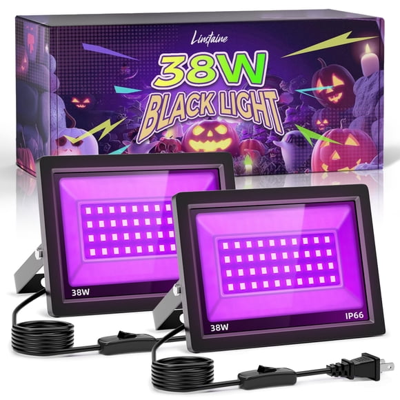 Lámpara de inundación Blacklight Linstaine, 38 W, paquete de 2 unidades, IP66, resistente al agua