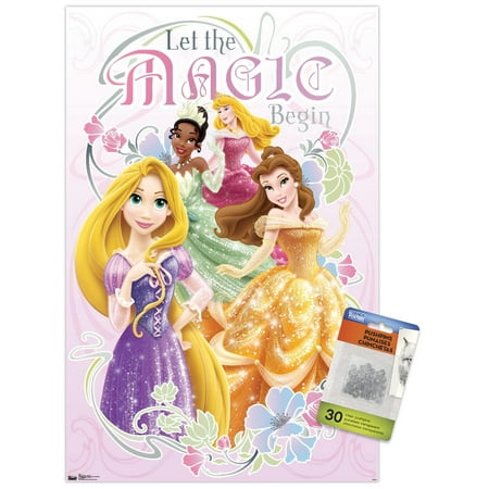 Disney Princess - Let the Magic Begin Wall Poster with Push Pins, 14.725" x 22.375"