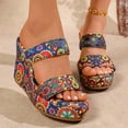 thumbnail image 2 of Rokment Ethnic Platform Wedge Slides Sandals for Women Bohemian Beach Casual Leopard Slip on Chunky Heels Open Back Dress Slippers Multicolour Size 10.5, 2 of 7