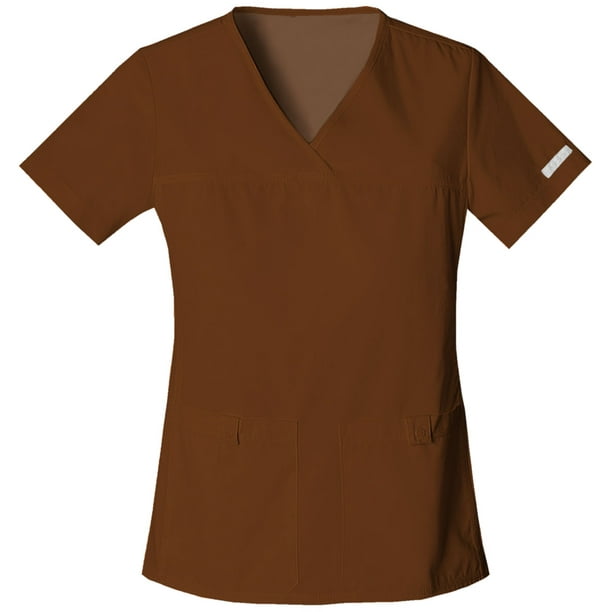 Cherokee Flexibles Women Medical Scrubs Top VNeck Knit Panel Plus Size
