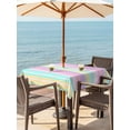 thumbnail image 4 of Square Outdoor Tablecloth with Umbrella Hole Pink Aqua Stripes Outside Table Cloth Waterproof Patio Table Cover Geometric Yellow Geometric Zipper Tablecloths for Picnic Party Camping 54x54 Inch, 4 of 8