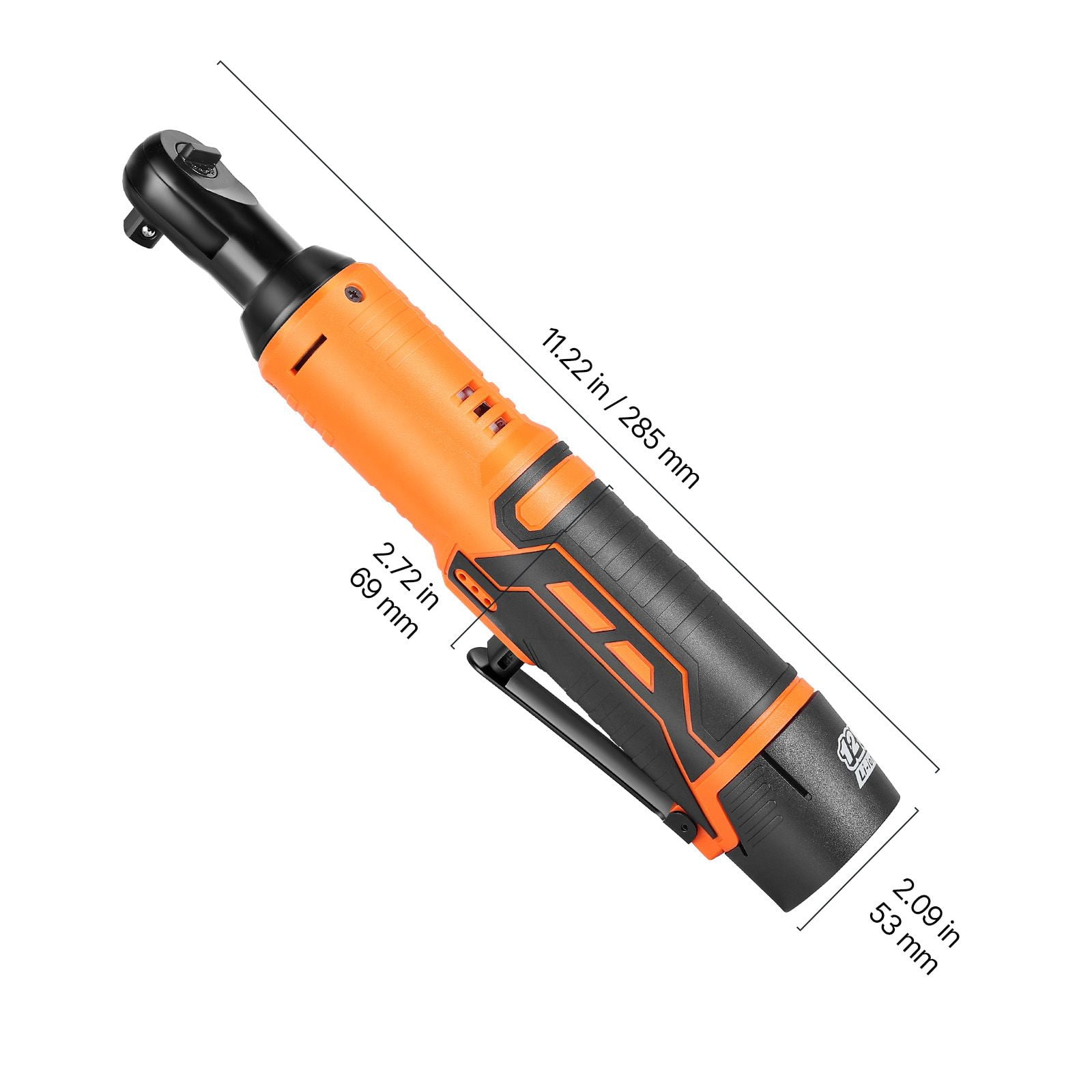 Cordless Electric Ratchet Wrench, 3/8 Inch, 33 ft-lbs Torque, 240 RPM, 2 x 2000mAh Batteries, with Sockets, Adapter & Extension Bar, for Automotive & Mechanical Work
