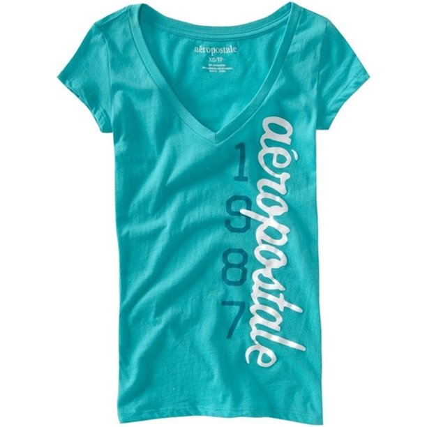 Aeropostale Womens Screen Print 1987 Camiseta gráfica, verde, pequeña Aeropostale Camiseta gráfica
