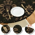 thumbnail image 4 of Round fitted tablecloth with elastic border, soft polyester fabric, floral design, fits 44-52 inch tables, extra large version, 4 of 7