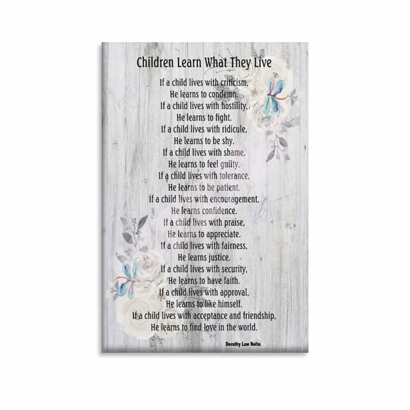 Children Learn What They Live Poem Prayer Poster (6) Canvas Painting Wall Art Poster for Bedroom Living Room Decor
