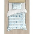 thumbnail image 3 of Blue and White King Size Duvet Cover Set, Minimalist Rain Drops Motive inTones Tears of Earth Air Gravity Image Art, Decorative 3 Piece Bedding Set with 2 Pillow Shams, Pale Blue, by Ambesonne, 3 of 3