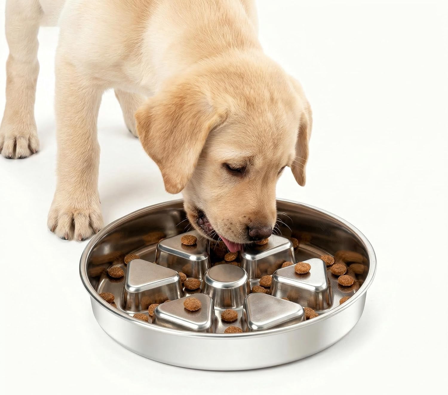 Stainless Steel Slow Feeder Dog Bowl, 3 Cup Heavy Duty Slow Eating Bowl, Deep Maze & Non-Slip Base for Medium Dogs & Large Breed Puppies, Dishwasher Safe