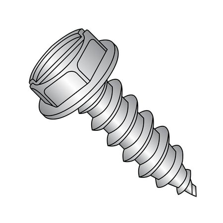

18-8 Stainless Steel Sheet Metal Screw Plain Finish Hex Washer Head Slotted Drive Type AB 3/8 -12 Thread Size 3/4 Length (Pack of 5)