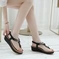 thumbnail image 3 of Women's Rhinestone Wedge Thong Sandals - Buckle Detail Comfort Casual Plus Size, 3 of 14