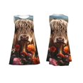 thumbnail image 7 of Fotbe Realistic Flower Cow Pattern Women’s Summer Tank Midi Dress – Sleeveless A-Line Dress, Floral T-Shirt Dress, Casual Flowing Beach Sundress, 7 of 7