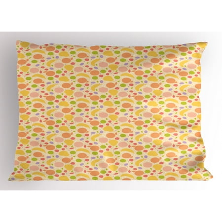 Plum Pillow Shams Fruit Pillow Sham, Colorful Graphic Food Pattern with Plum Cherry Banana Pear Healthy Nutrition Theme, Decorative Standard Size Printed Pillowcase, 26 X 20 Inches, Multicolor, by Ambesonne ()