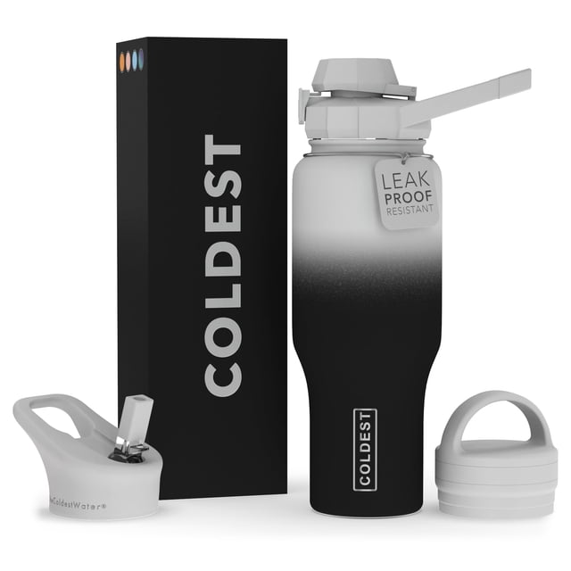 Botella de Agua The Coldest Sports 1L con 3 Tapas de Acero Inoxidable