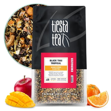Black Thai Tropical | Citrus Black | Premium Loose Leaf Blends | Caffeinated Black | Make Hot or Iced Brews Up to 200 Cups 16 Ounce Resealable Bulk Pouch