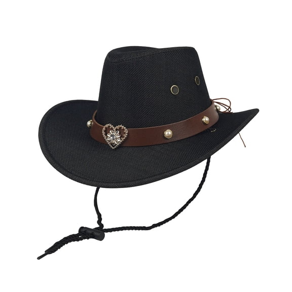 ZHOGXU Cool Western Cowboy Hat Heart Applique Chin Strap Kids Boys Girls Outdoor Play Wear