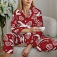 thumbnail image 6 of Honeii Christmas Holiday Pinecone Print Women's Pajama Sets Long Sleeve Button Down Sleepwear Nightwear Soft Pjs Lounge Sets 2PCS-XX-Large, 6 of 7