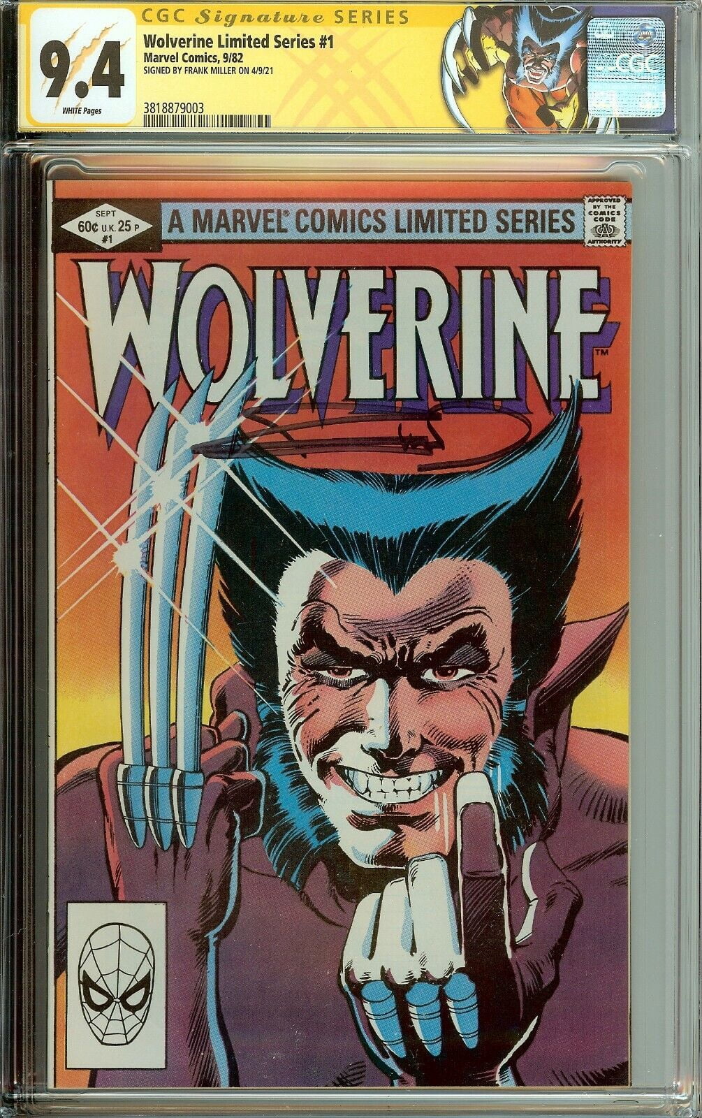 Wolverine Limited Series #1 First Pring. CGC 9.4 Signed Frank Miller