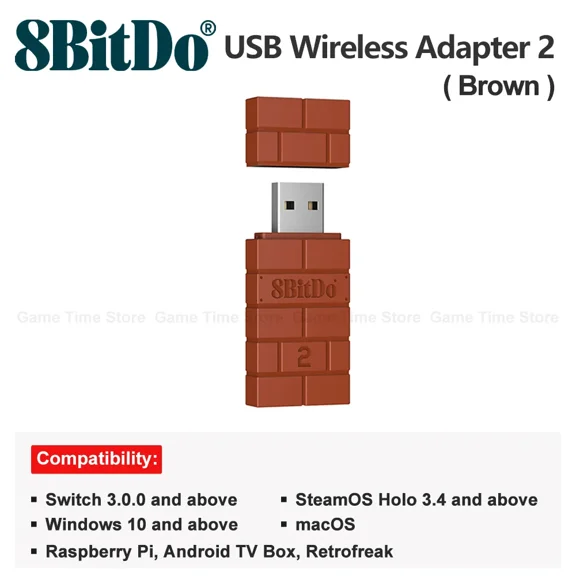 8BitDo USB Wireless Bluetooth Adapter 2 for Nintendo Switch 2 Switch PS5 PS4 Xbox JoyCon Gamepads Windows Steam Mac Raspberry Pi